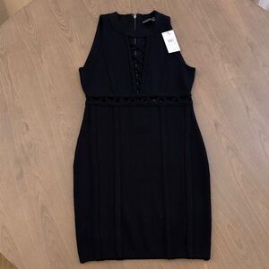 Guess Black Lace-Up Mini Dress